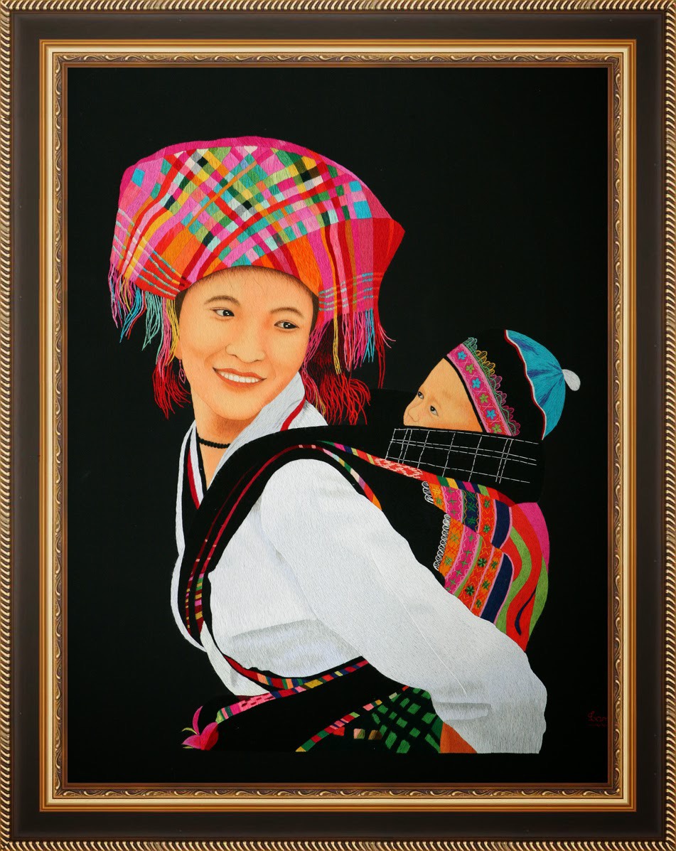 Tranh thêu tay tình mẹ con
